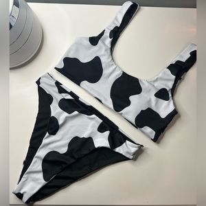 cow print swim suit